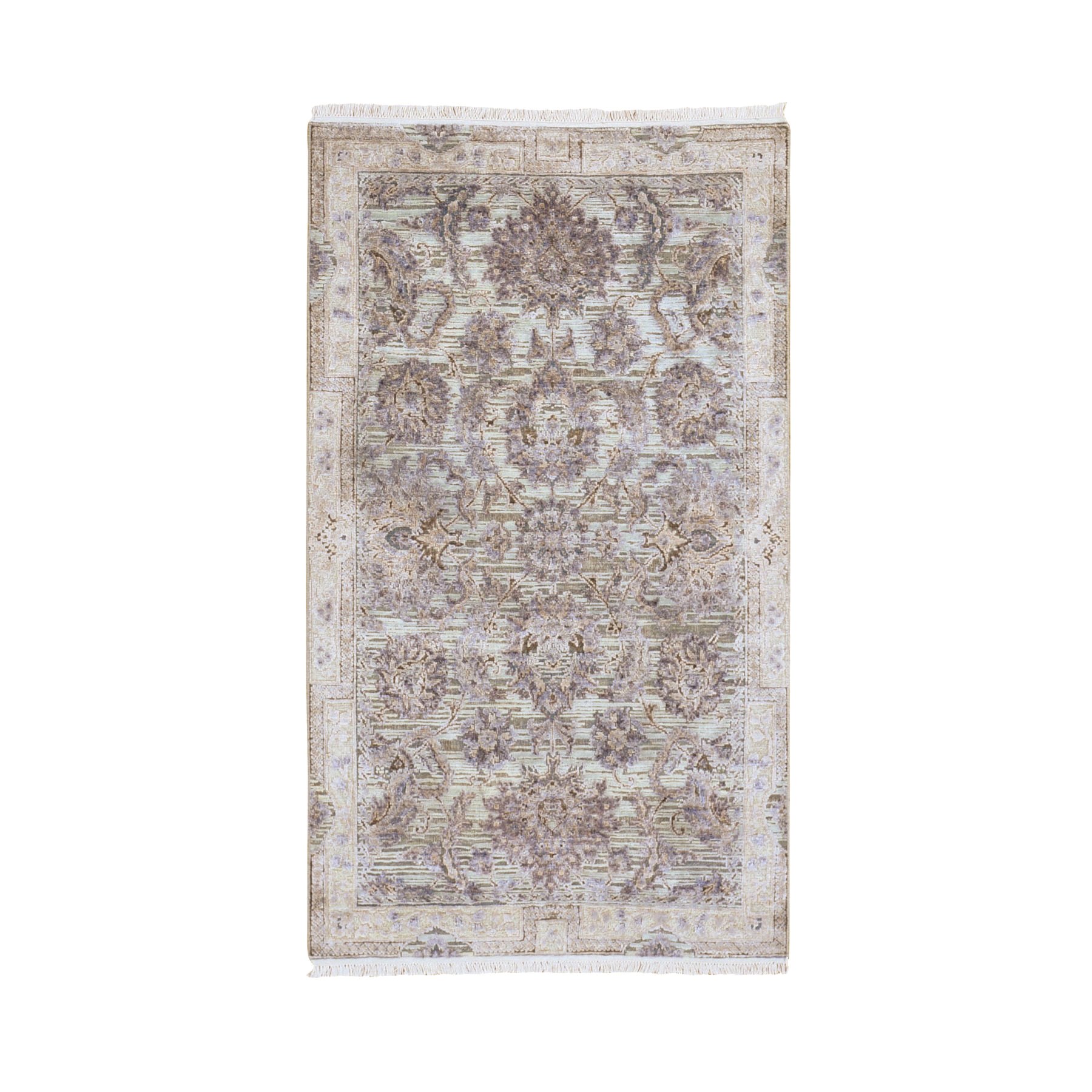 Transitional Silk Hand-Knotted Area Rug 3'0